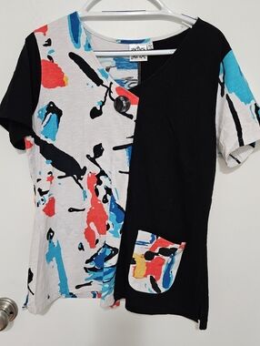 Parsley & Sage Blue and Black Abstract T-shirt